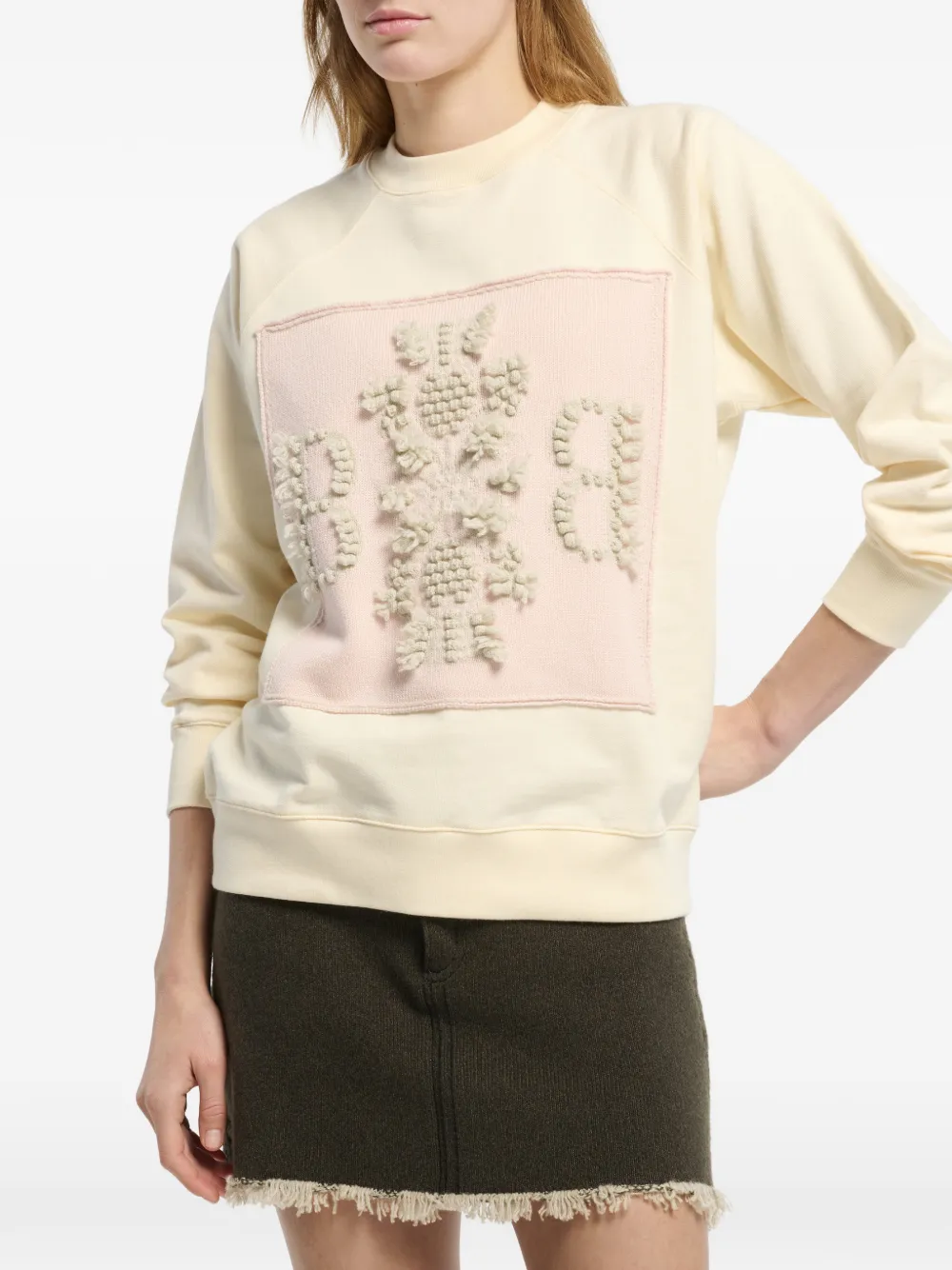 Barrie Sweater met kasjmier-patch en logo Beige