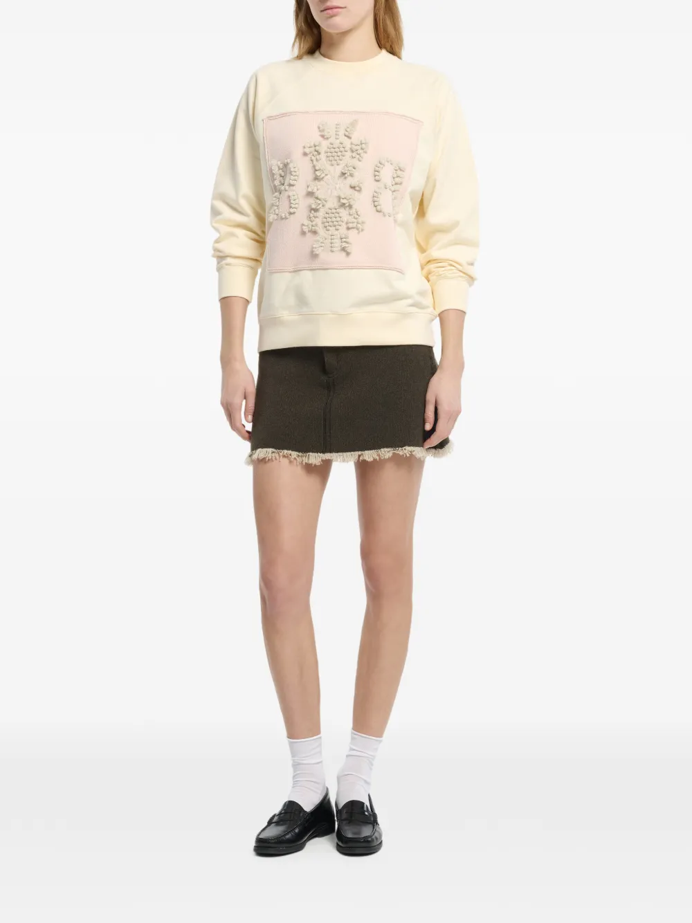 Barrie Sweater met kasjmier-patch en logo Beige