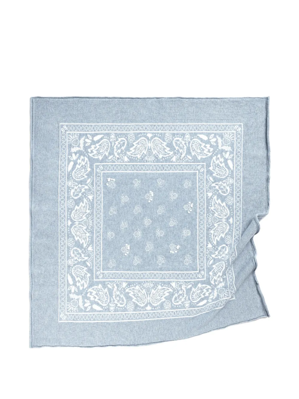 Barrie Paisley Cashmere Bandana In Blue