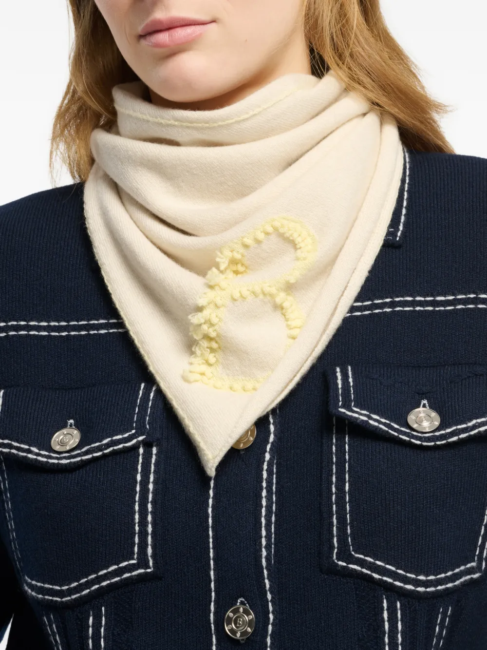 Barrie Kasjmier sjaal met logo Beige