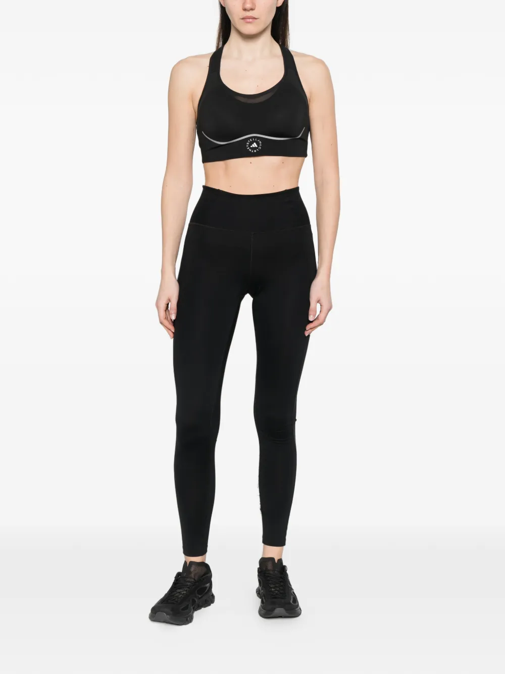 adidas by Stella McCartney Sport-bh met mesh vlak Zwart