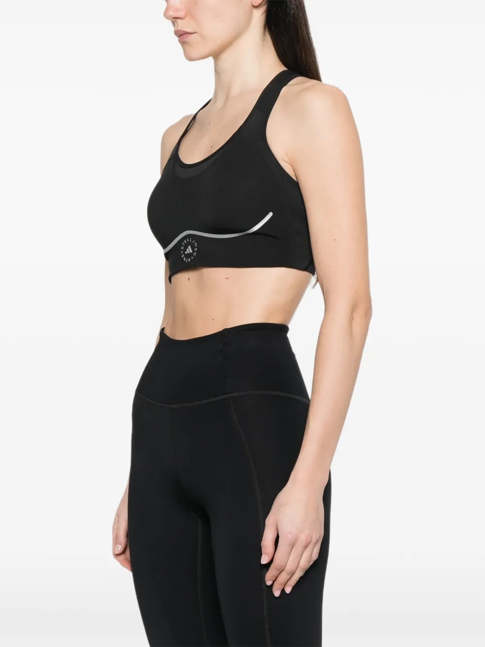 adidas by Stella McCartney Sport-bh met mesh vlak Zwart