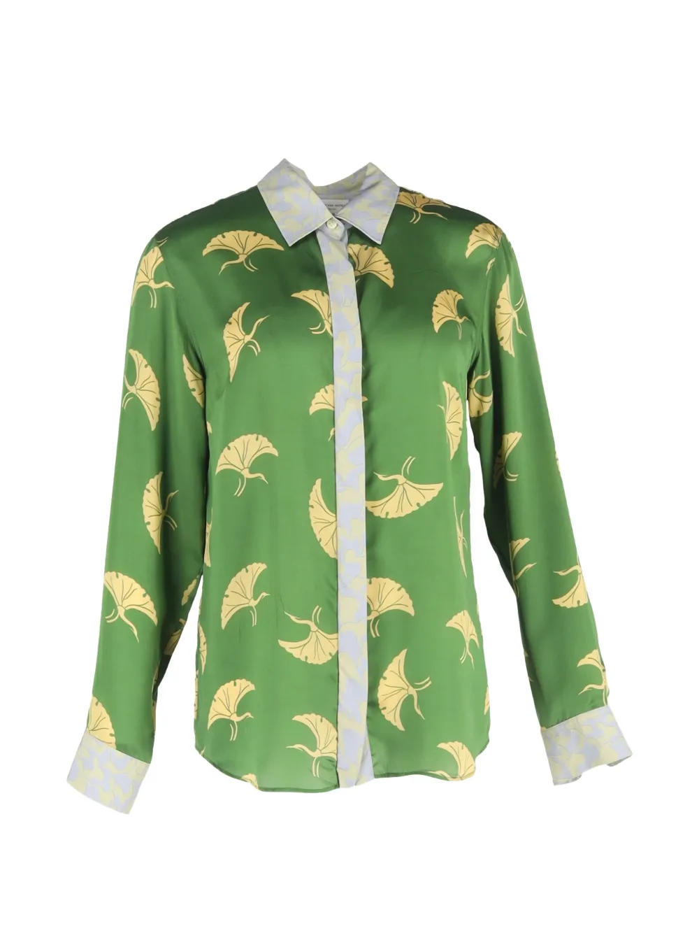 Dries Van Noten Pre-Owned silk printed long sleeve shirt - Verde