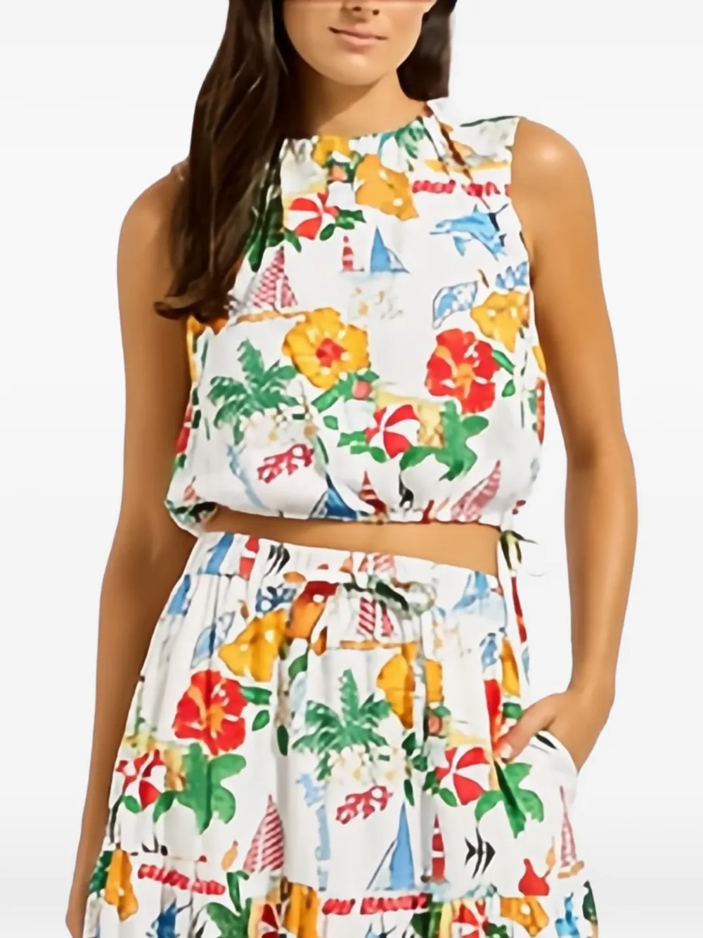 Seafolly drawcord-waist printed blouse