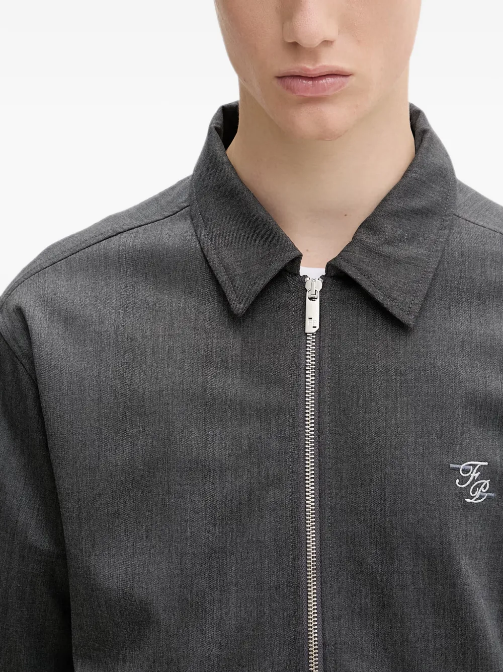 Filling Pieces zip embroidered jacket Grijs