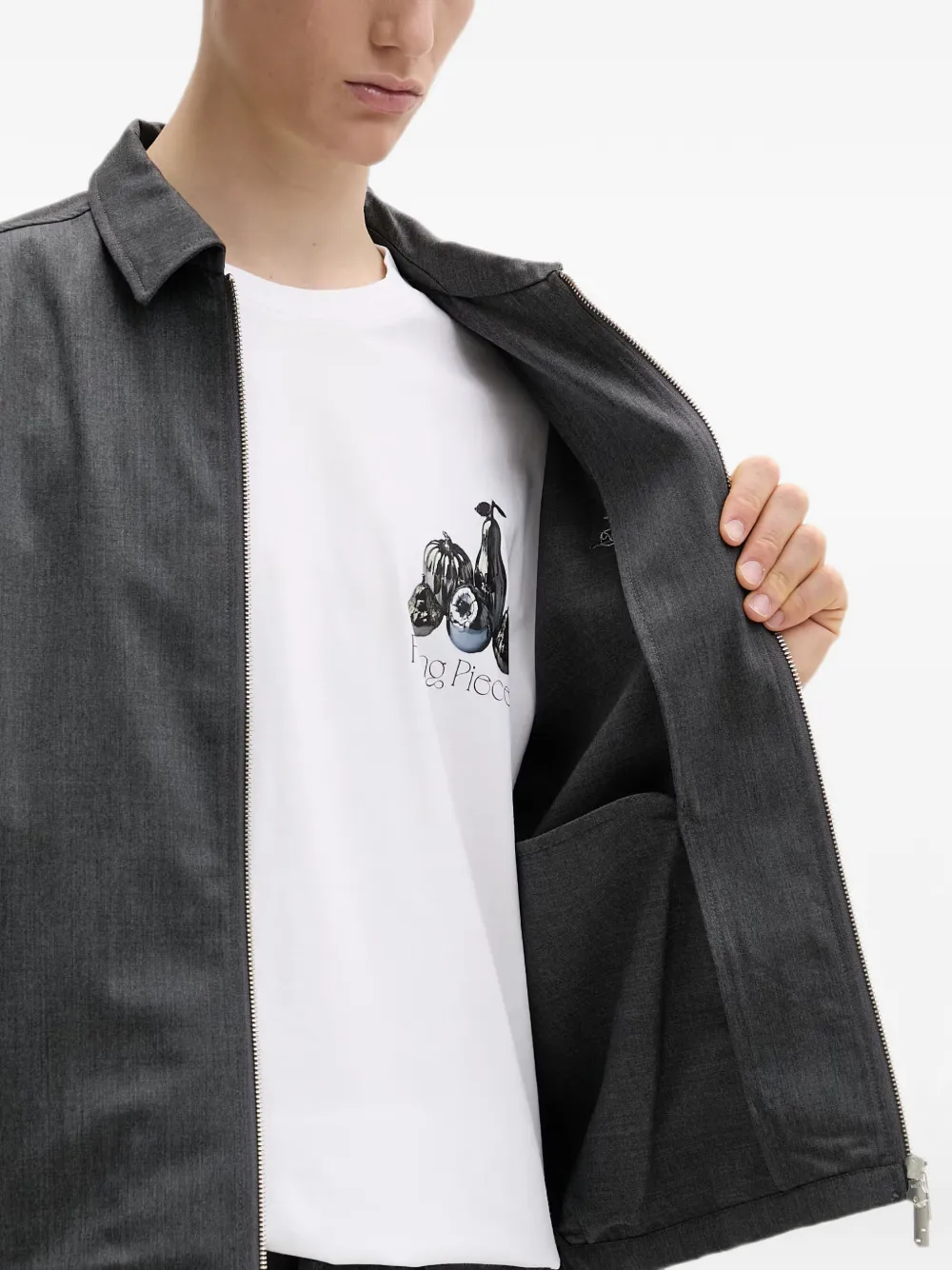 Filling Pieces zip embroidered jacket Grijs