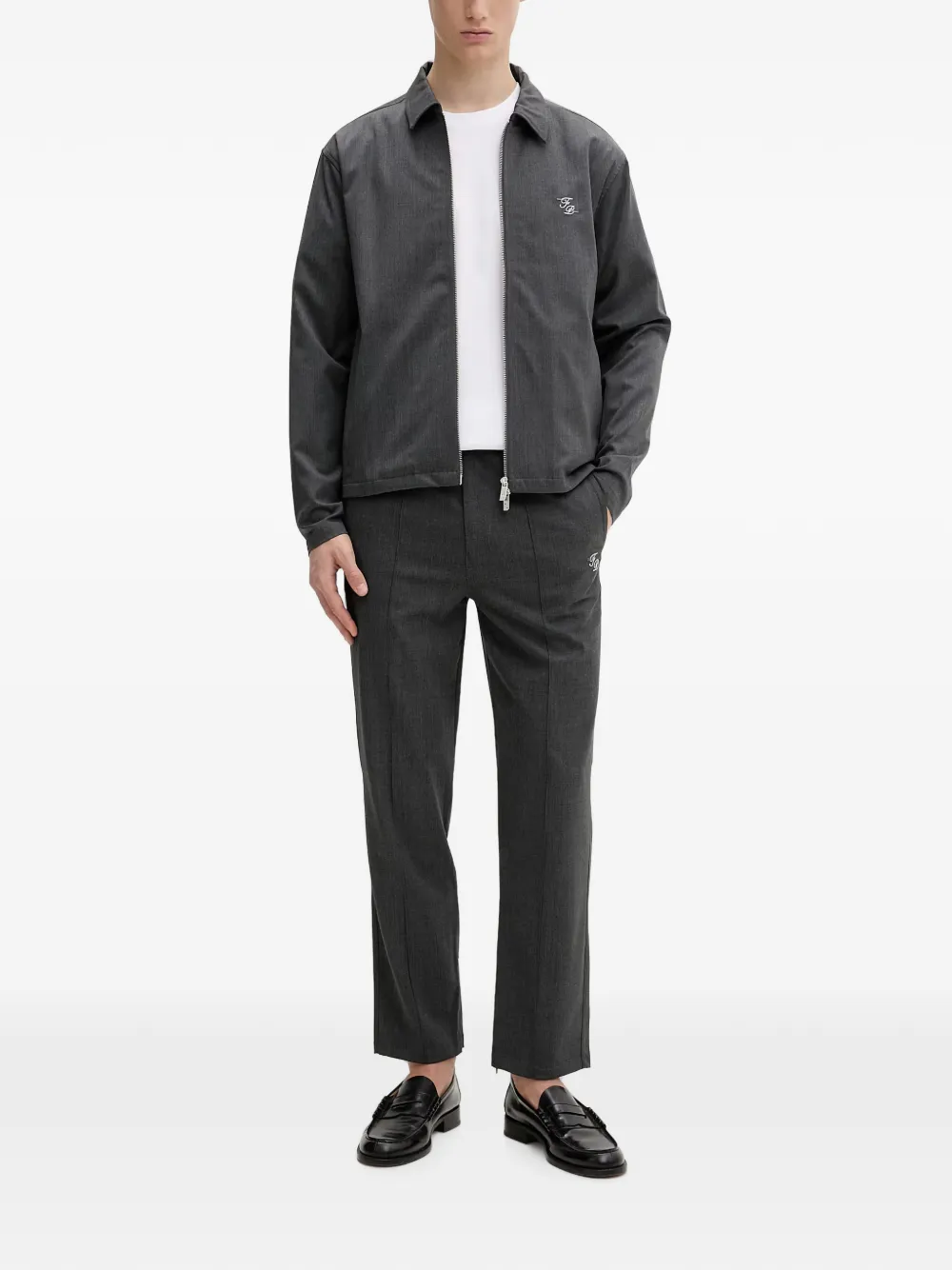 Filling Pieces zip embroidered jacket Grijs