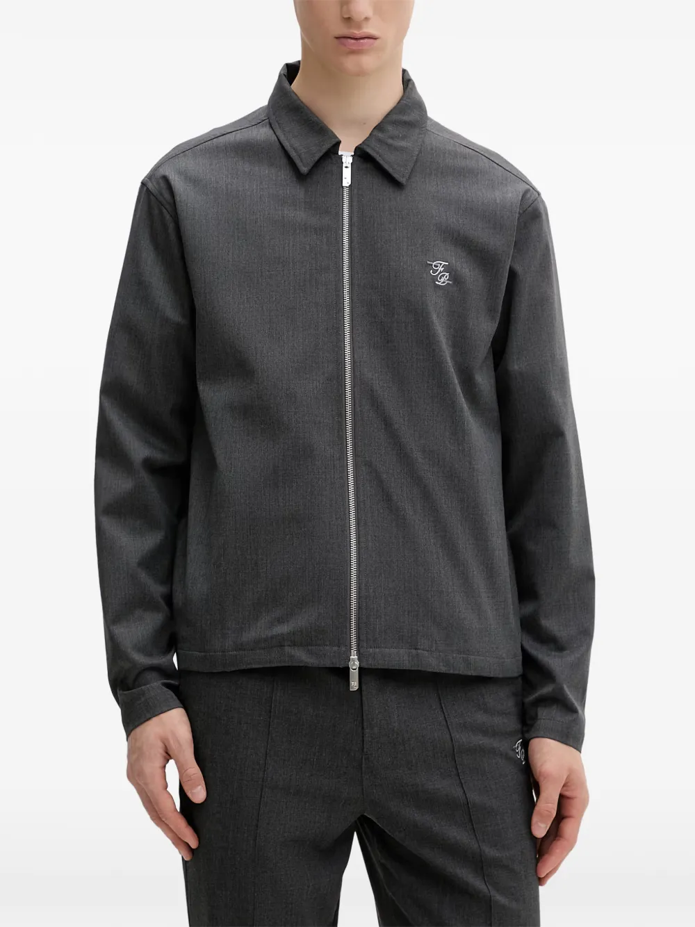 Filling Pieces zip embroidered jacket - Grigio