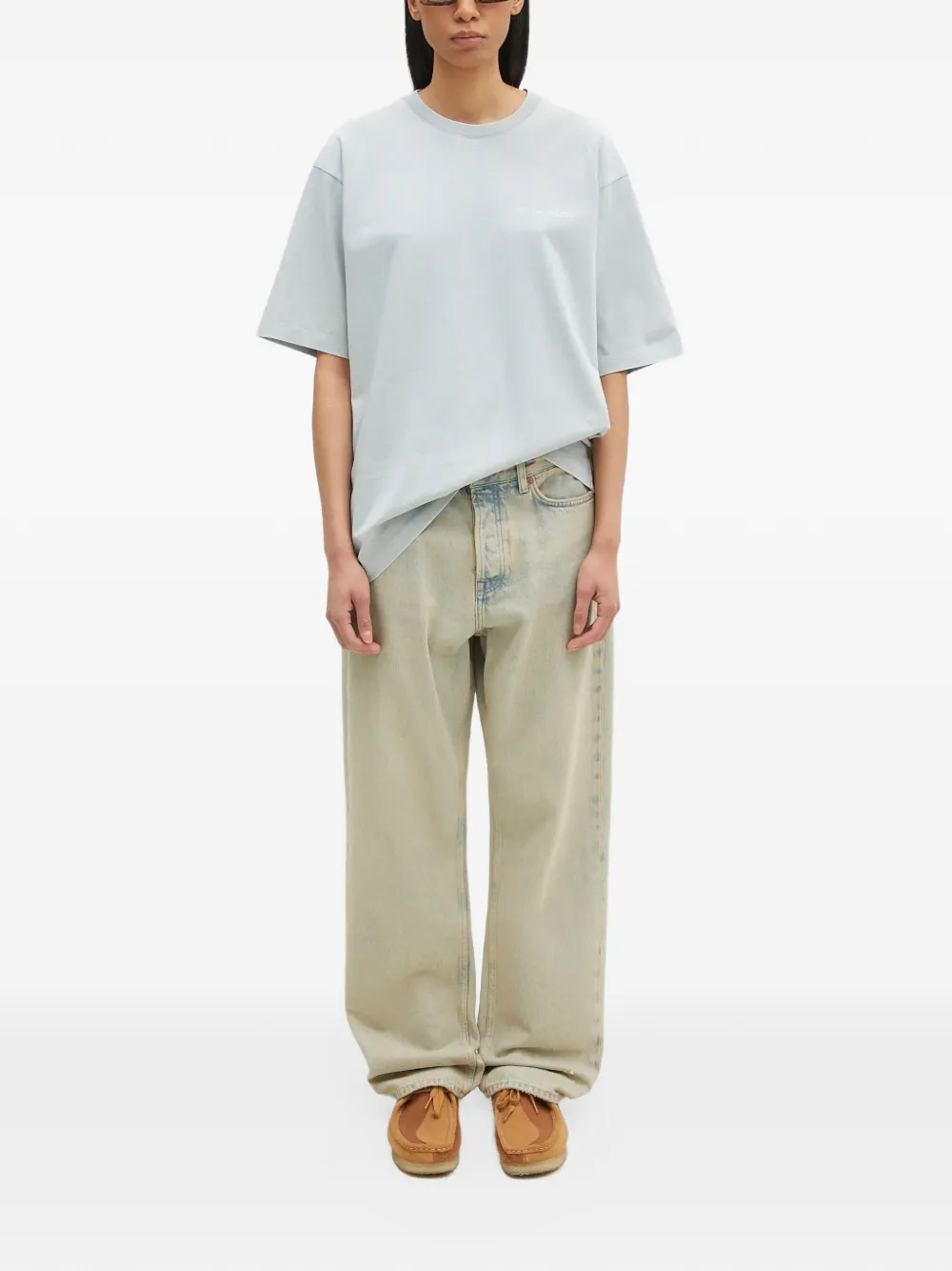 Filling Pieces logo-print drop-shoulder T-shirt Grijs