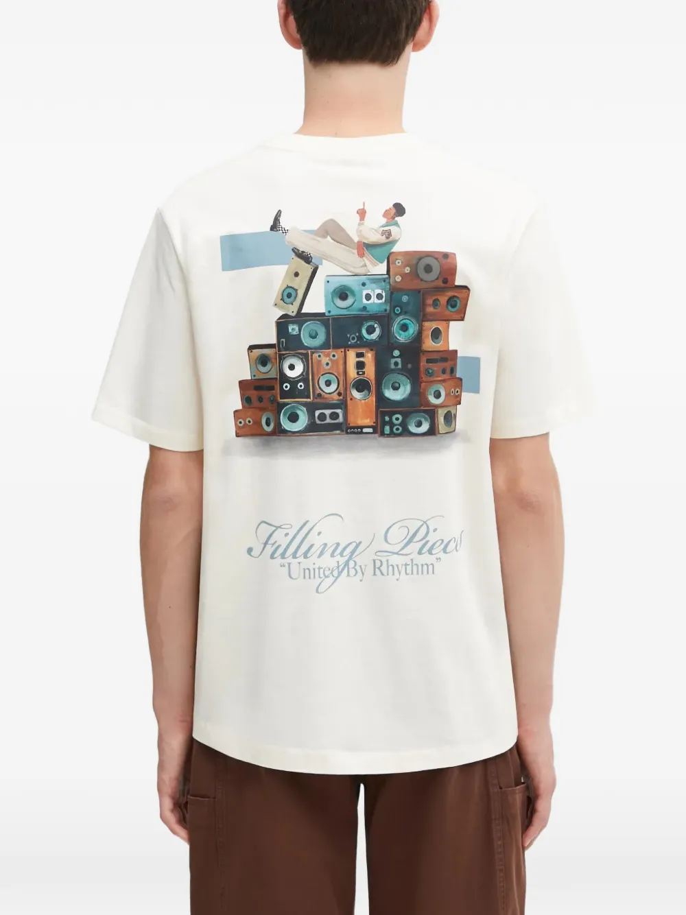 Filling Pieces T-shirt met grafische print Beige