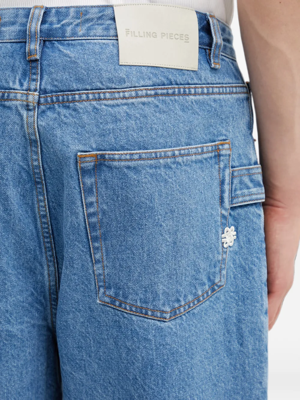 Filling Pieces Carpenter jeans met geborduurd logo Blauw