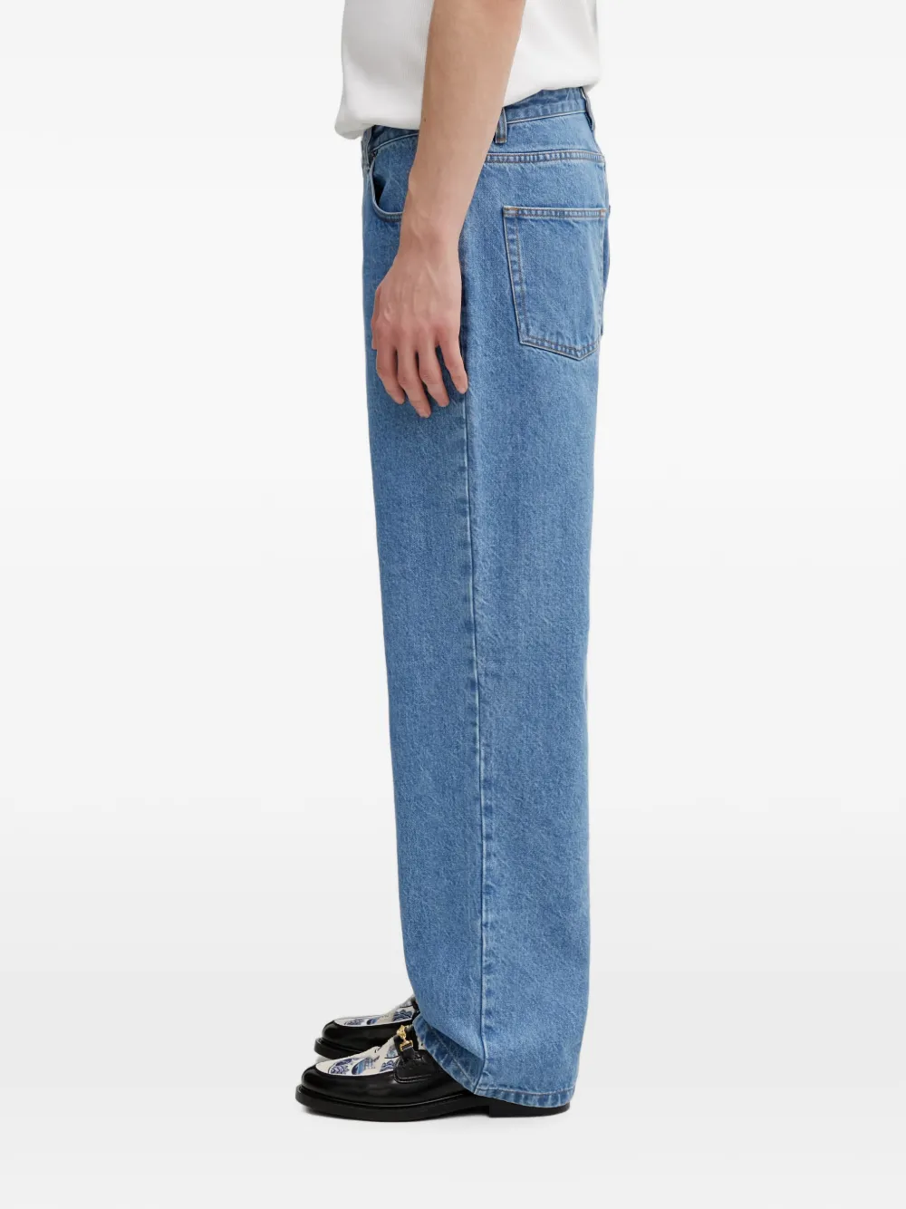 Filling Pieces Carpenter jeans met geborduurd logo Blauw