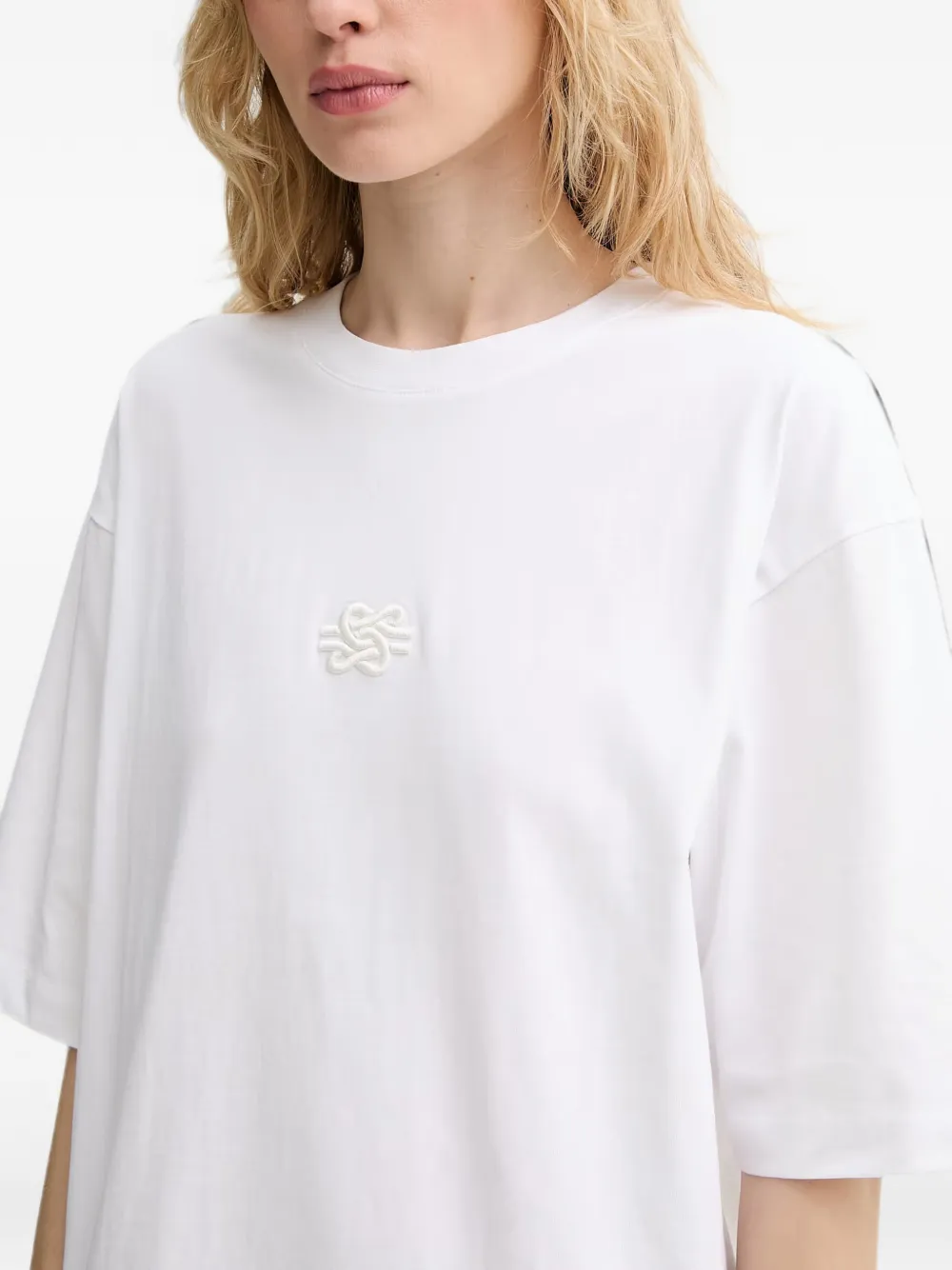 Filling Pieces T-shirt met geborduurd logo Wit