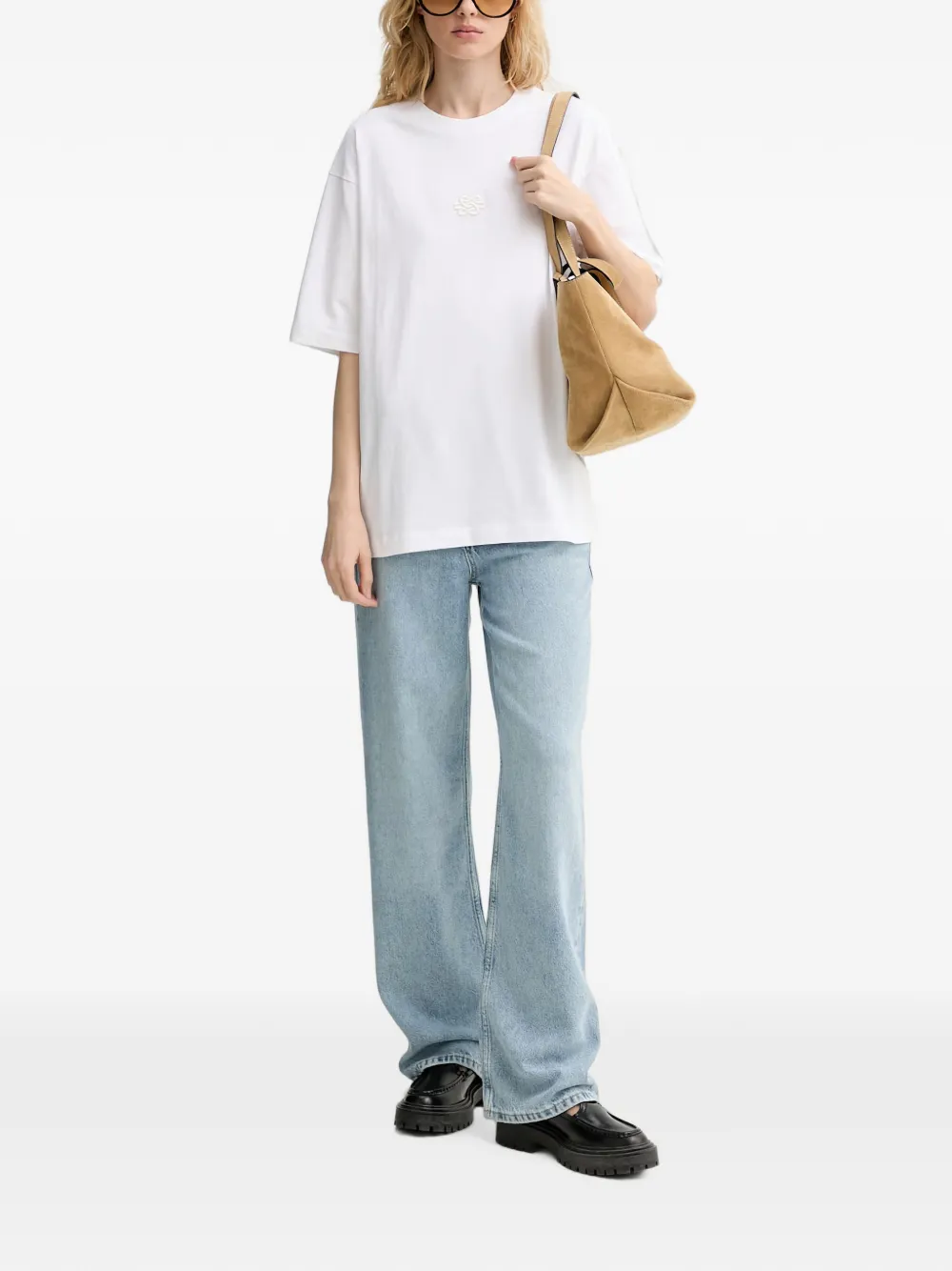 Filling Pieces T-shirt met geborduurd logo Wit