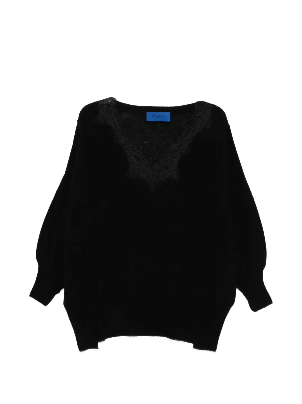 Mes Demoiselles Aera lace-detail V-neck sweater - Schwarz