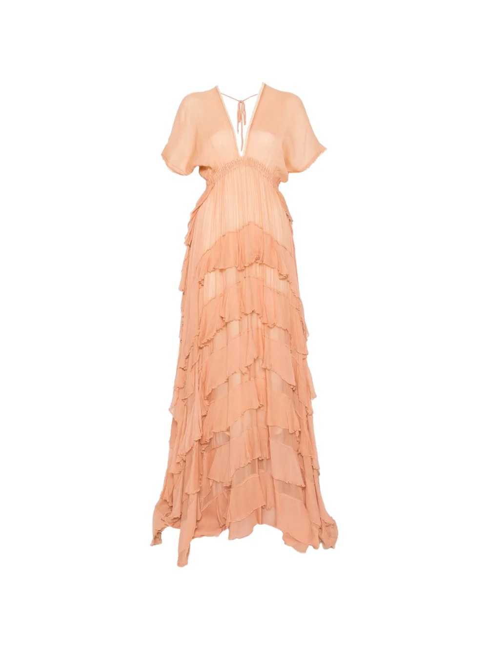 Mes Demoiselles Charlotte ruffled V-neck maxi dress - Arancione