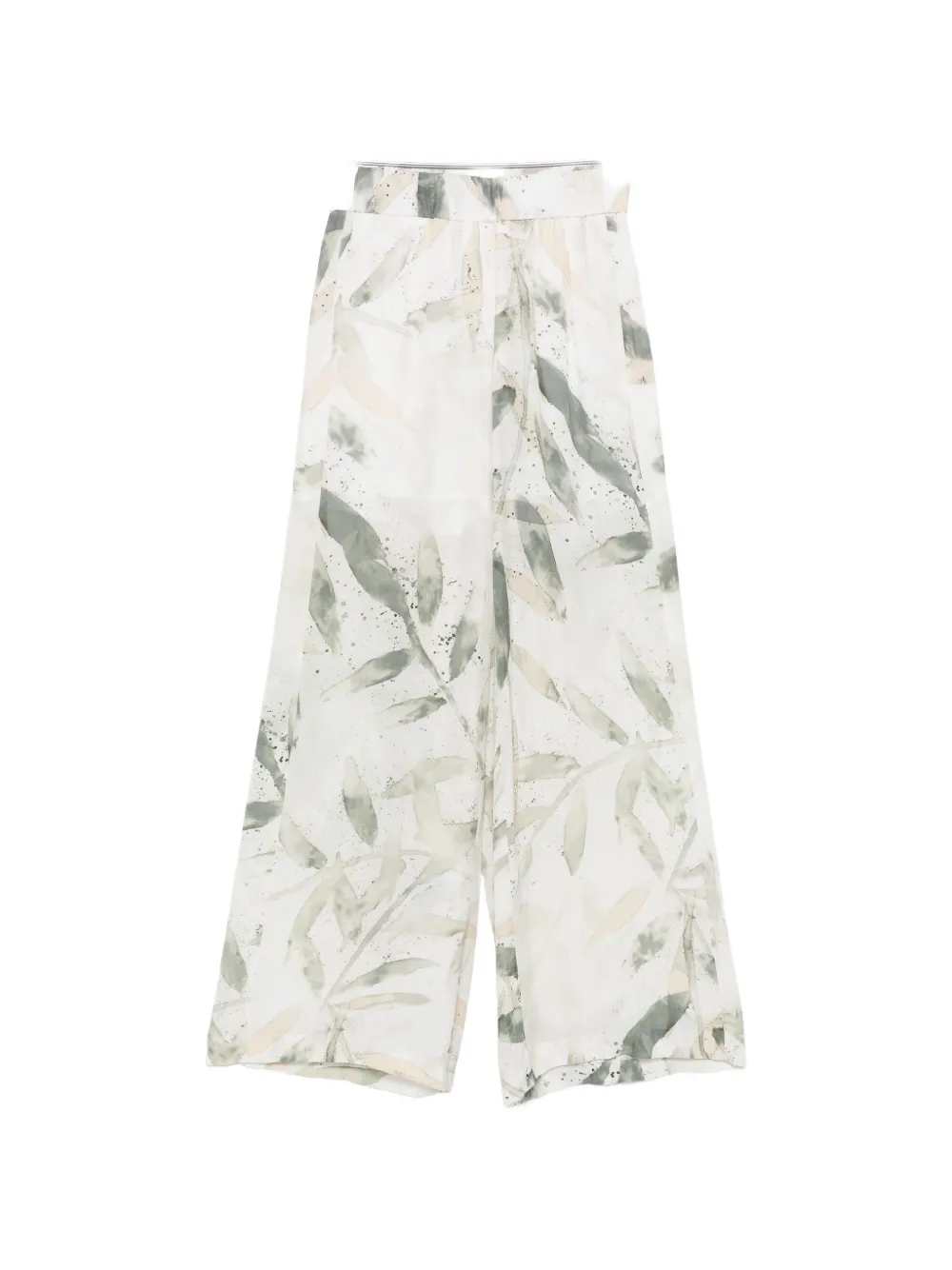 Peserico leaf-print palazzo pants - Bianco