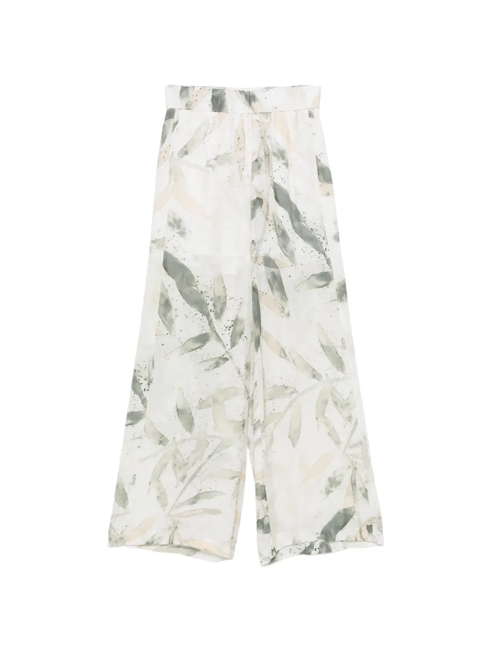 Peserico leaf-print palazzo pants - Bianco