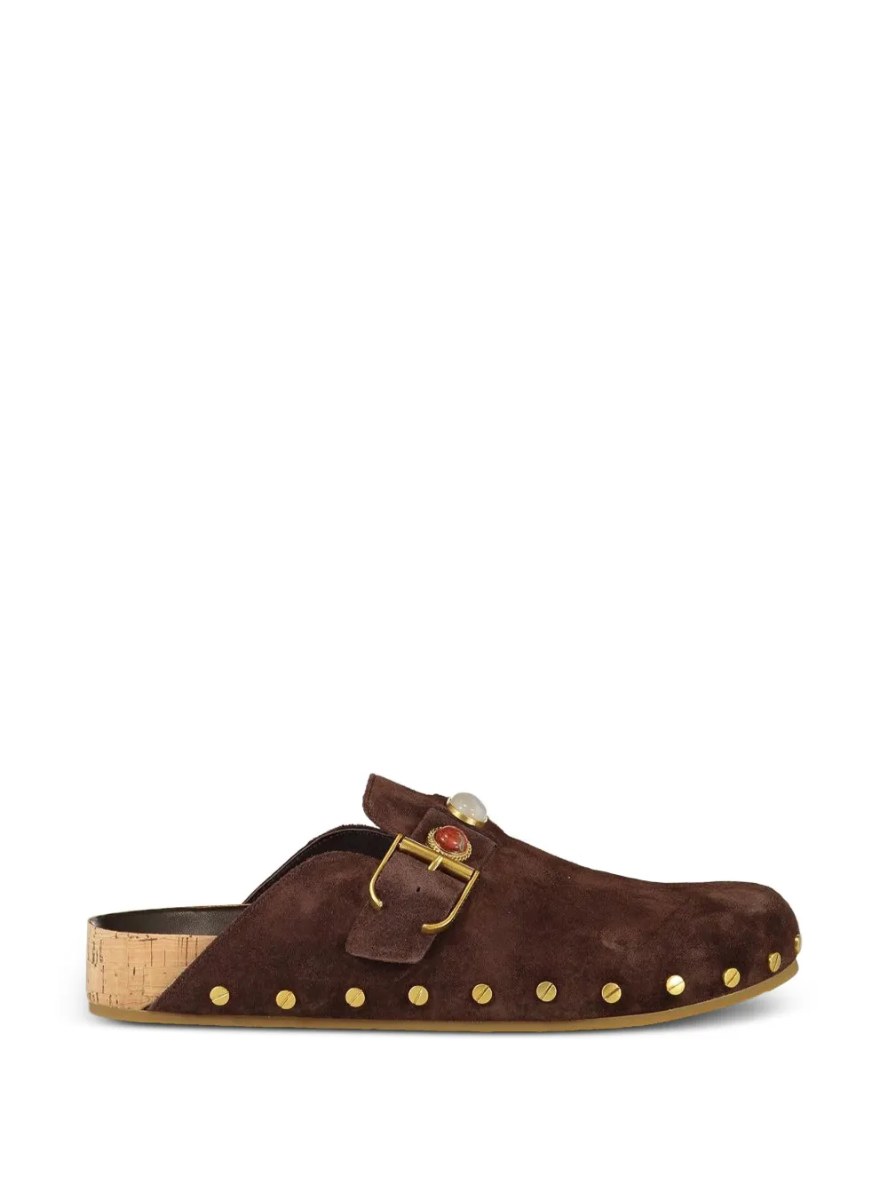 Veronica Beard Fern embellished flat mules - Marrone