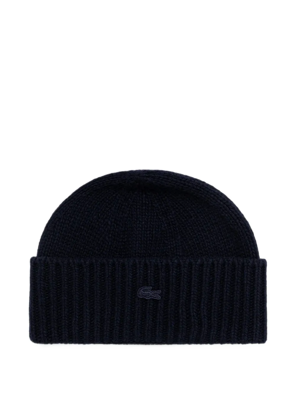 Lacoste logo-patch ribbed-knit beanie hat | Blue | Image 1