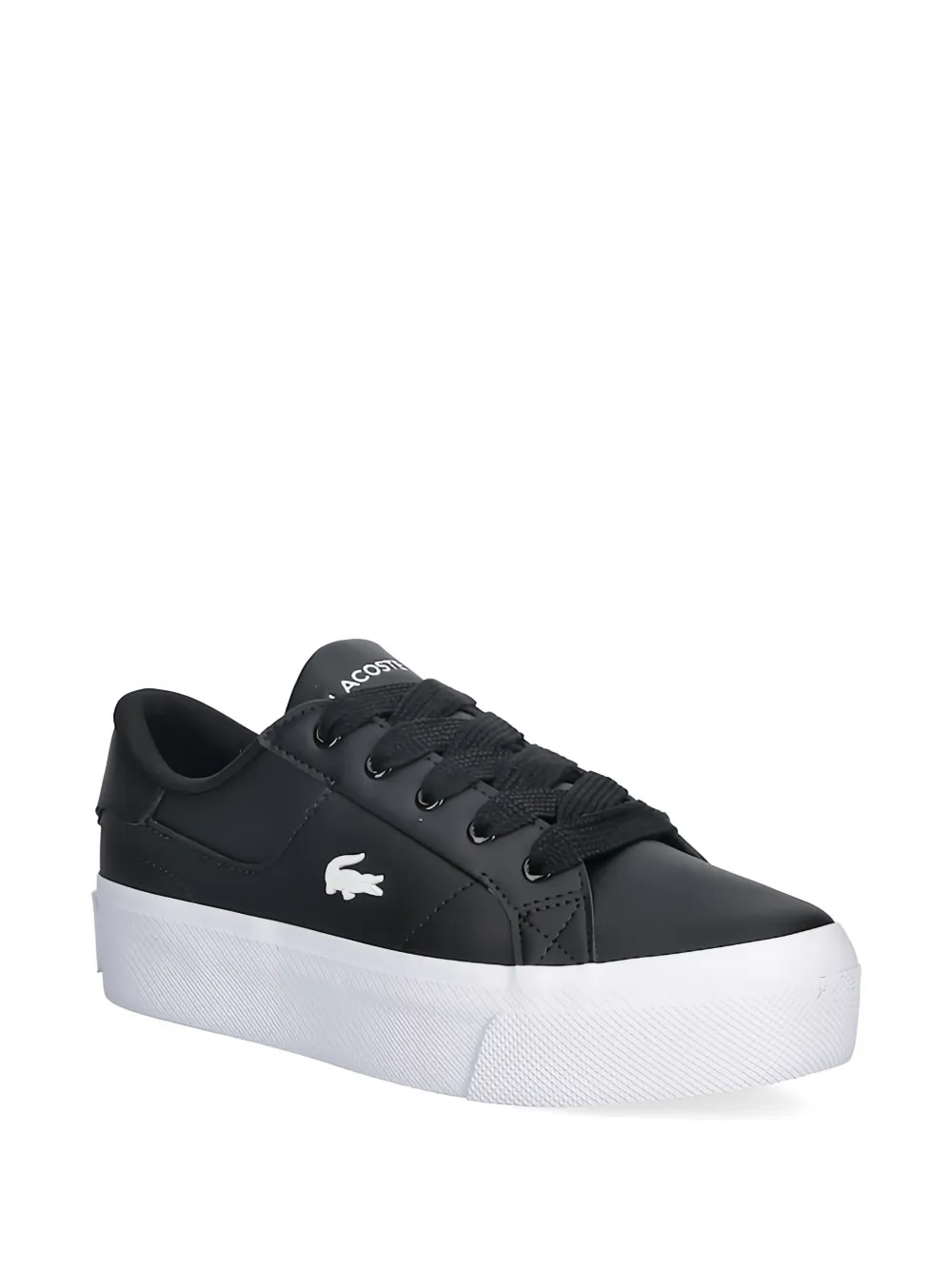 Lacoste Ziane leren sneakers met plateauzool en logo-detail Zwart