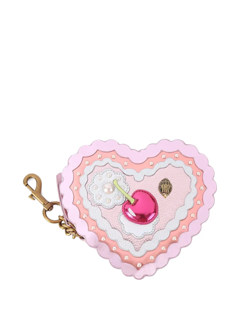 Kurt Geiger London heart-shaped cherry-appliqué keyring - Rosa