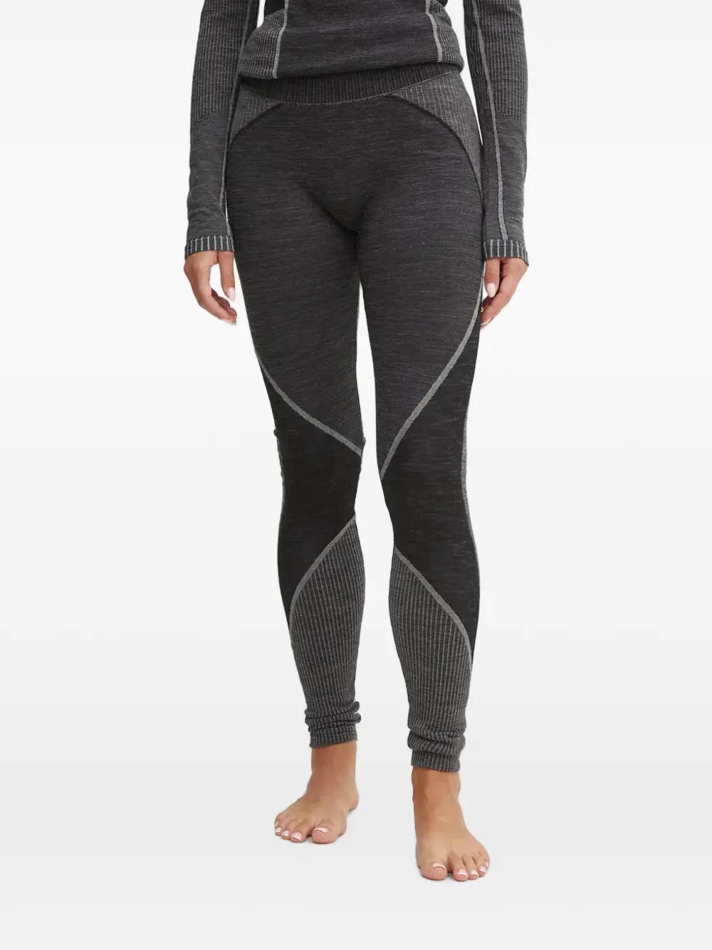 La Sportiva panelled ribbed-knit functional leggings - Grigio
