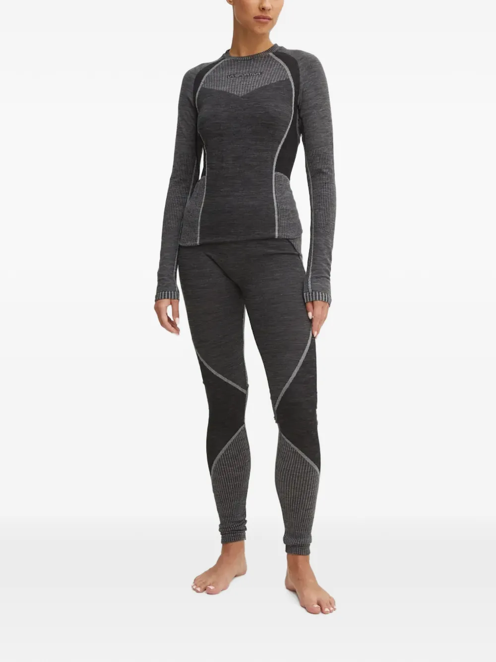 La Sportiva panelled ribbed-knit functional leggings Grijs