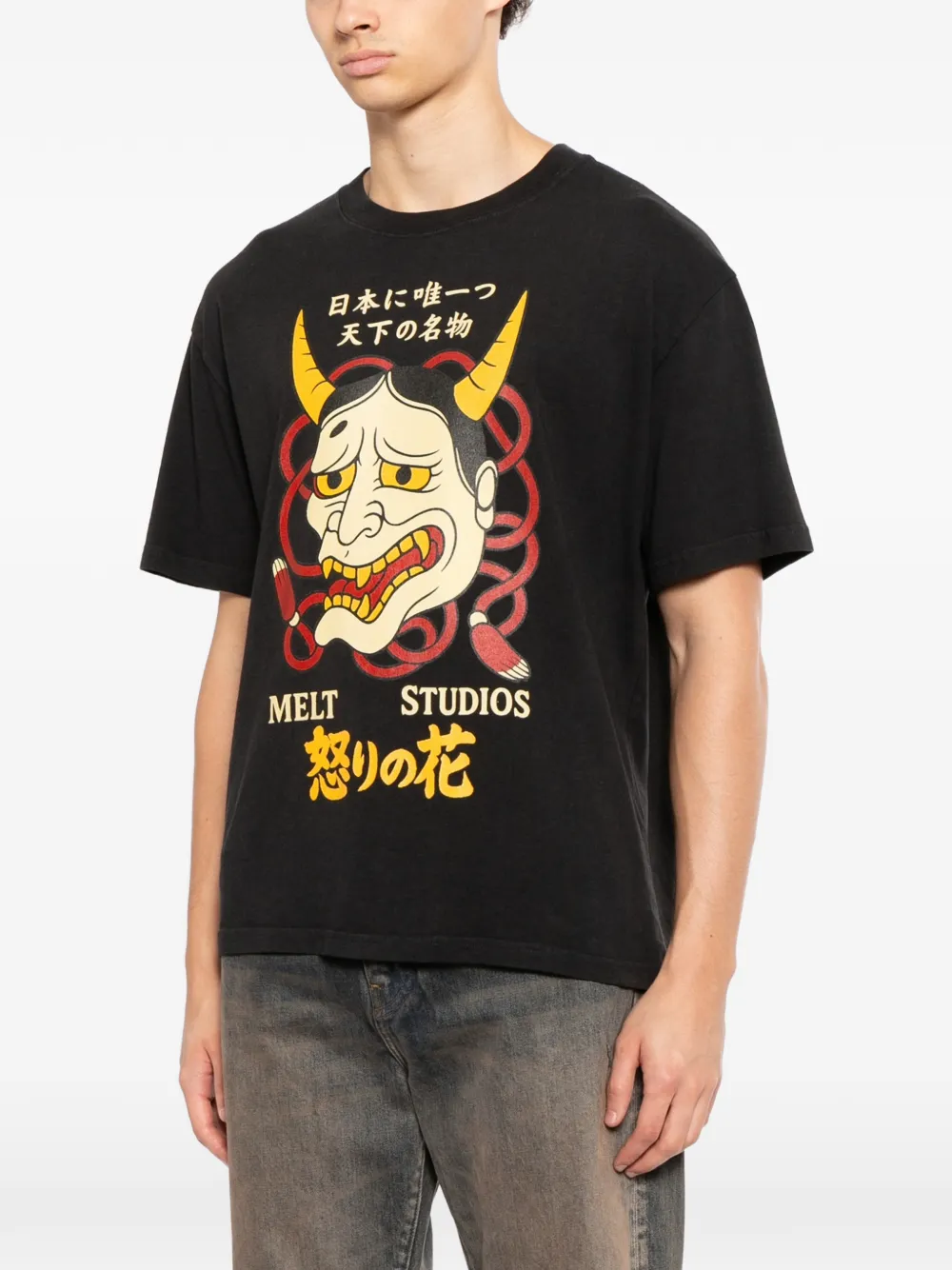 Melt T-shirt met grafische print Zwart