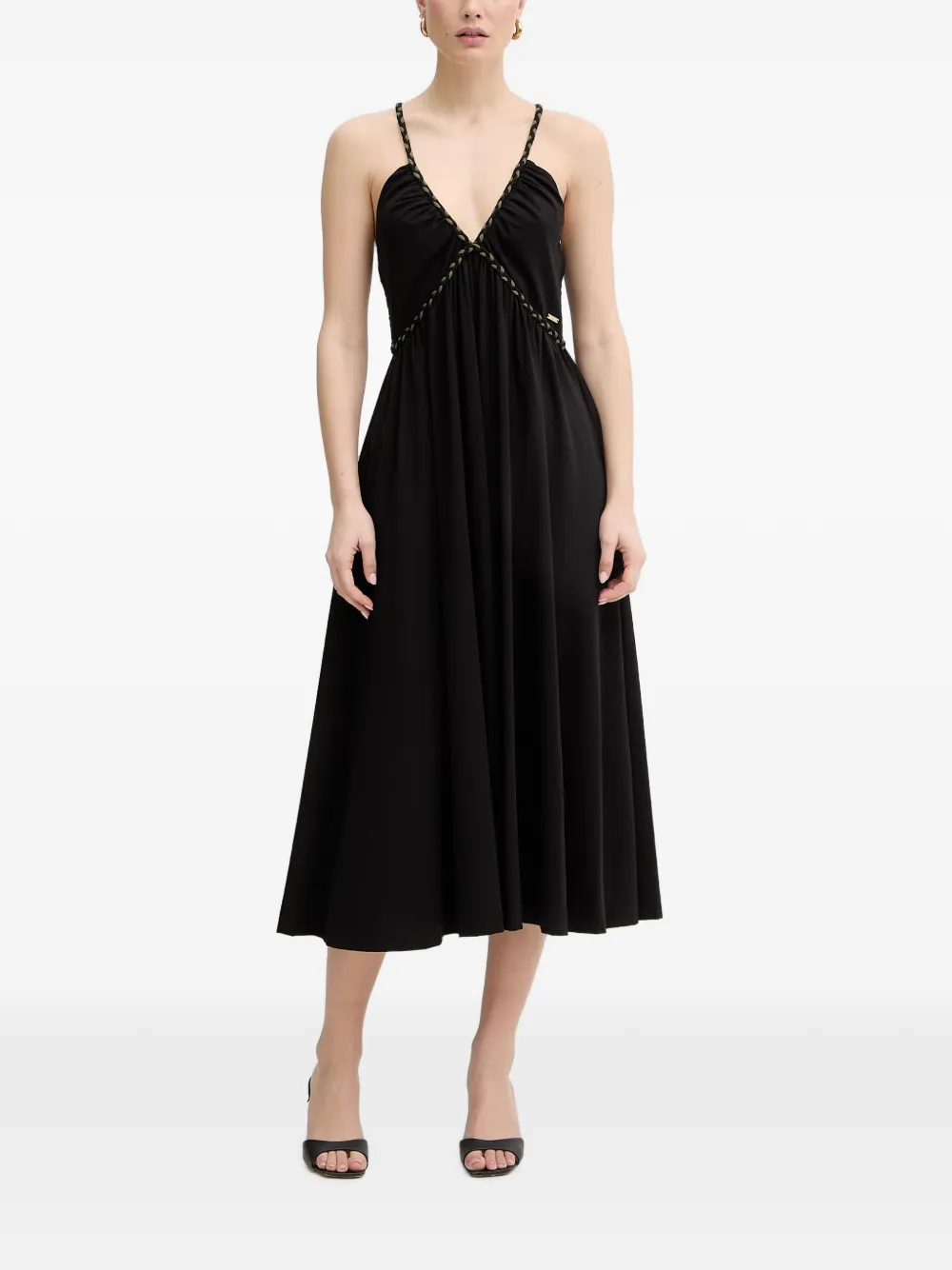 FRACOMINA Midikleid mit V-Ausschnitt - Schwarz