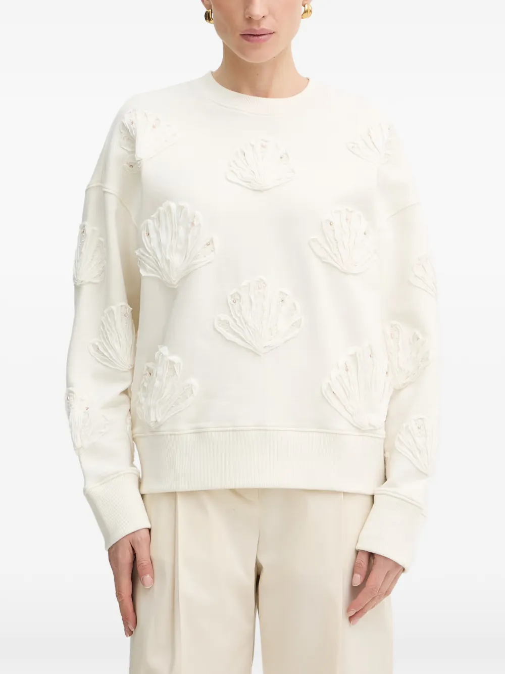Forte Forte shell-appliqué sweatshirt - Bianco