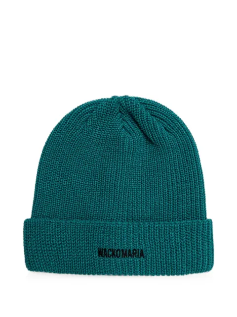 WACKO MARIA logo-embroidered ribbed beanie hat