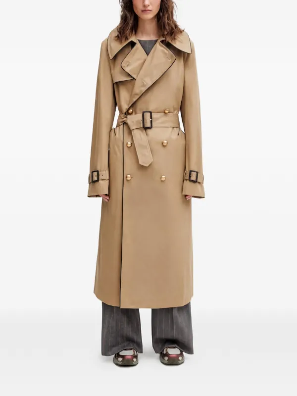 Wales Bonner Gates Belted Double-breasted Coat in Neutrals