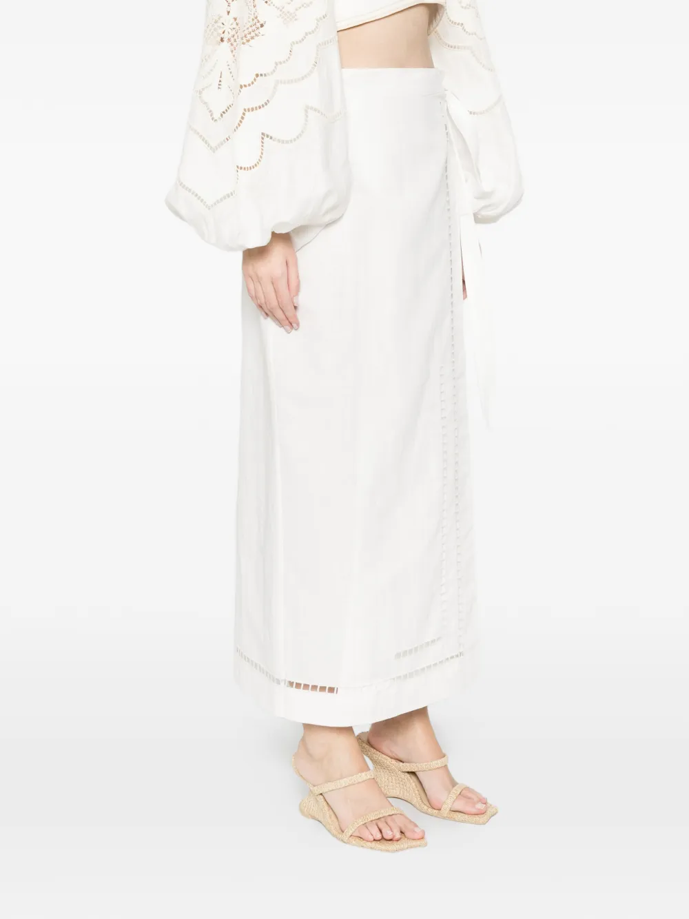  Tela Embroidered Midi Skirt - White 