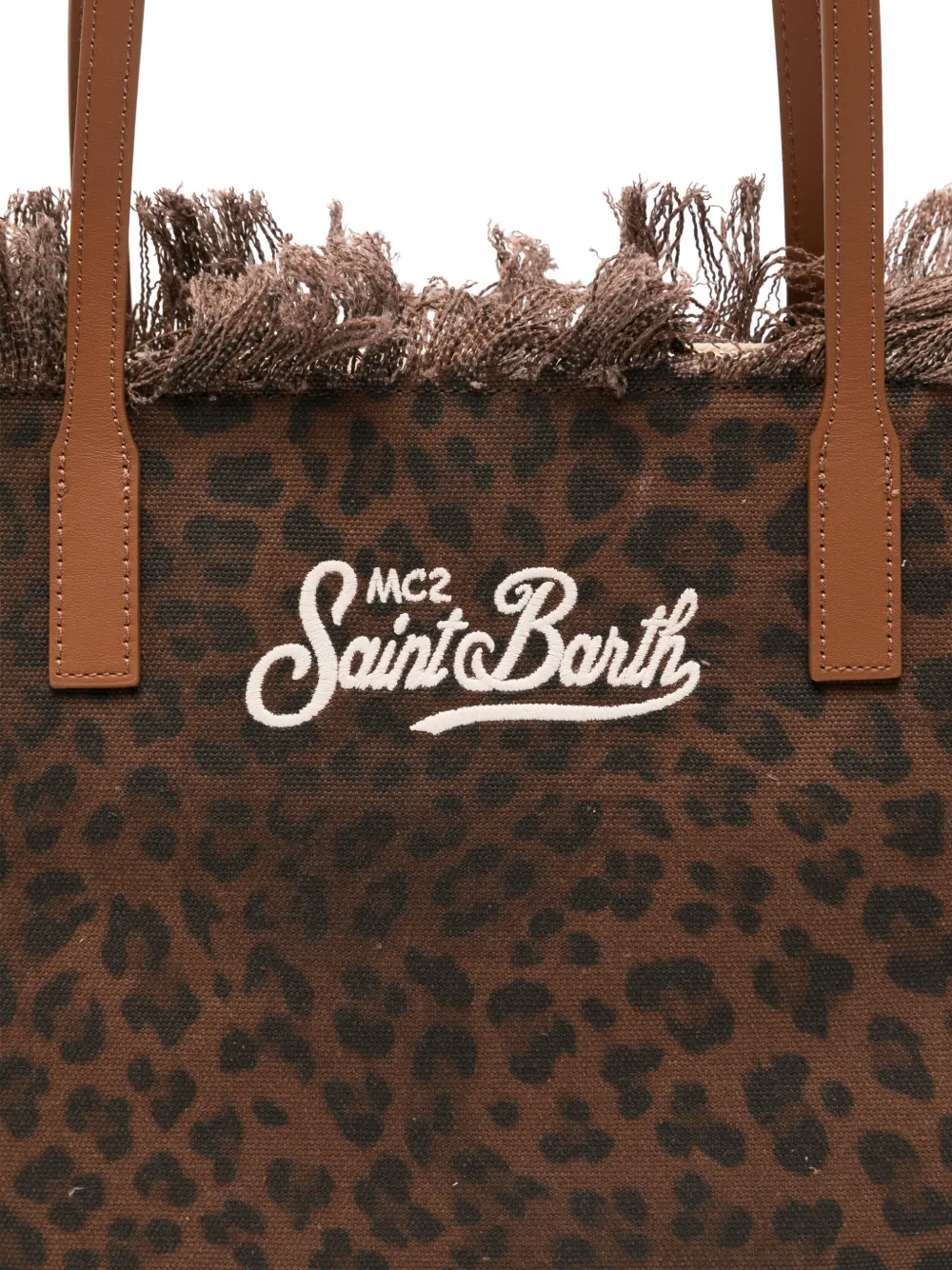MC2 Saint Barth City shopper met luipaardprint en franje Bruin
