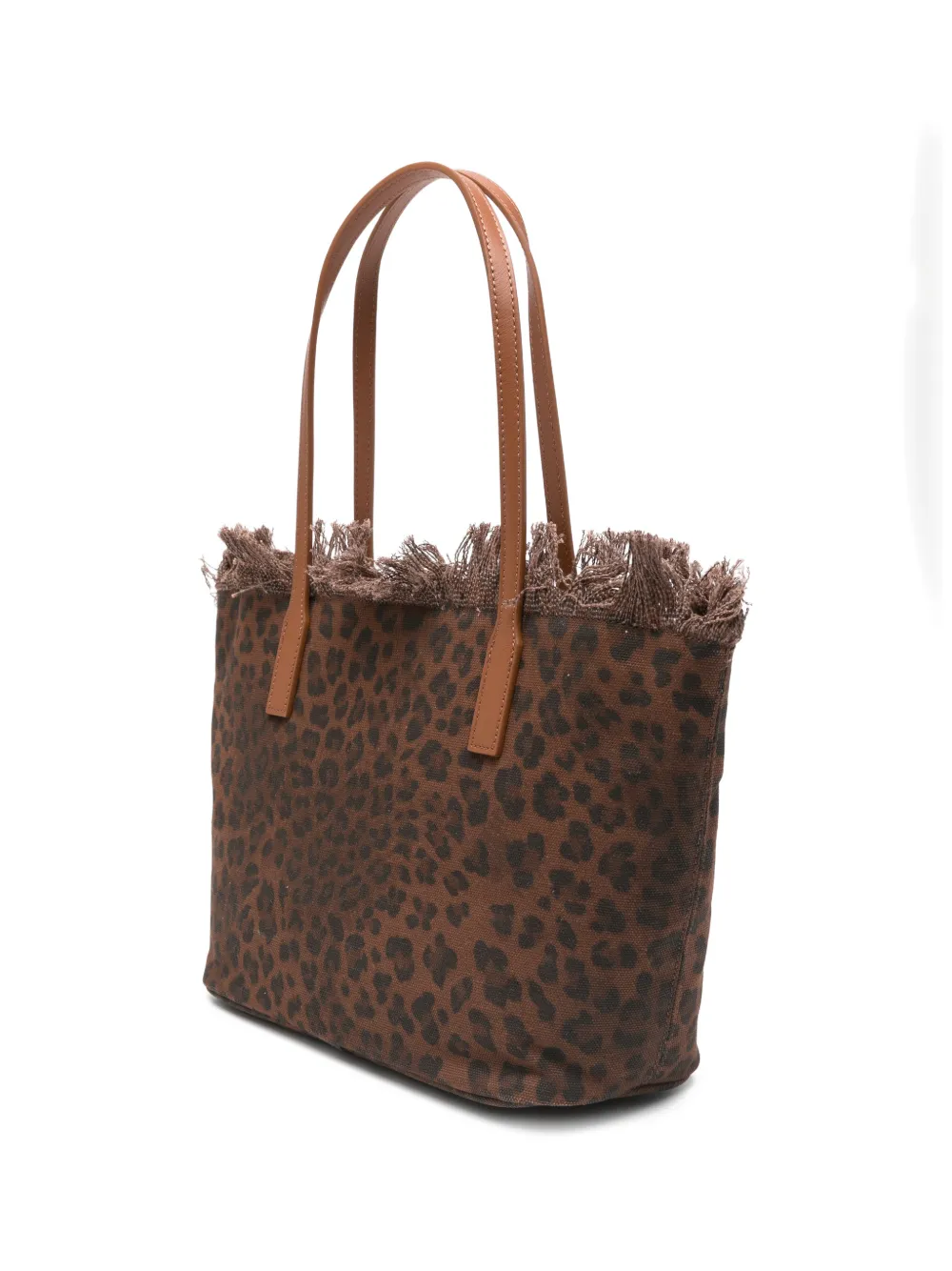 MC2 Saint Barth City shopper met luipaardprint en franje Bruin