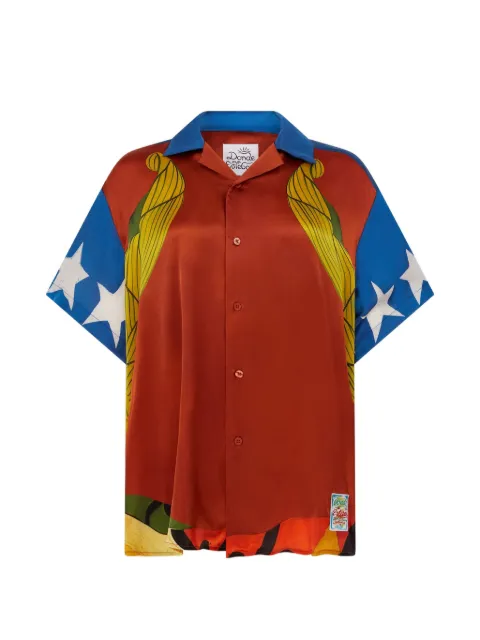 Donde Esteban Palenque graphic-print satin shirt