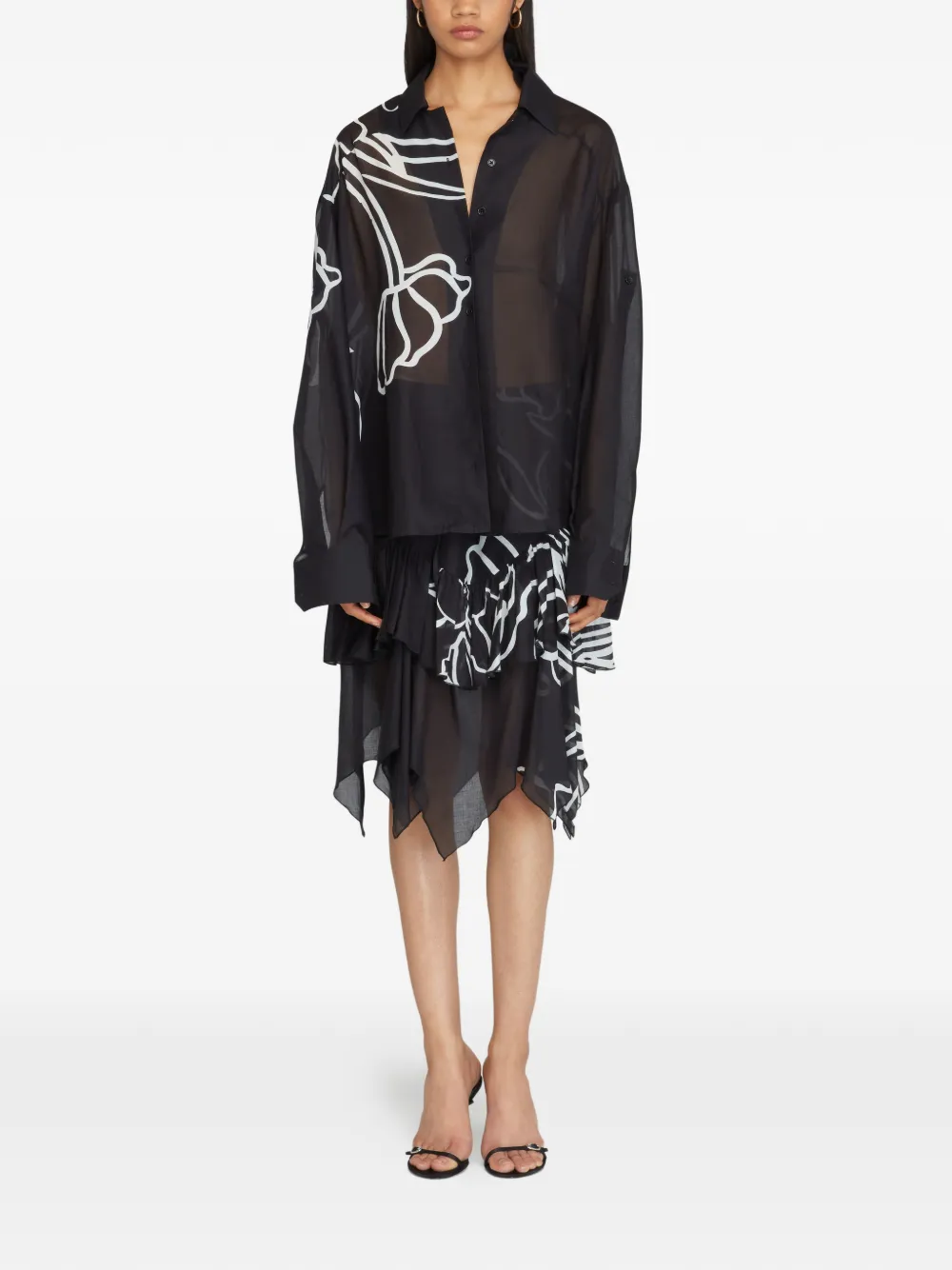 Donde Esteban Katoenen blouse met bloemenprint Zwart