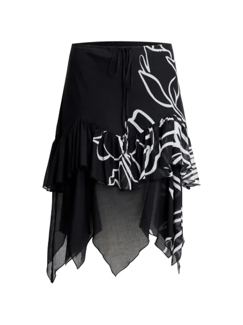 Donde Esteban ruffled floral-print midi skirt