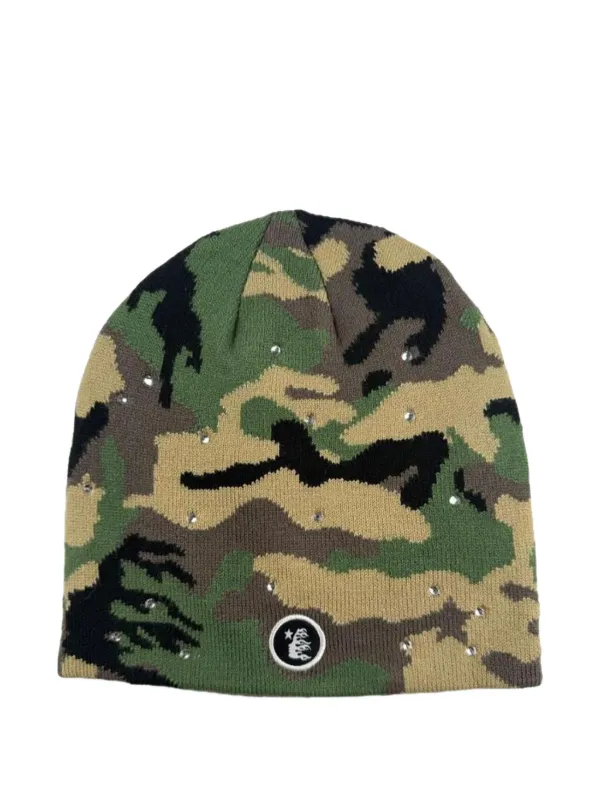 HELLSTAR Camouflage Beanie Hat | Green | FARFETCH OM