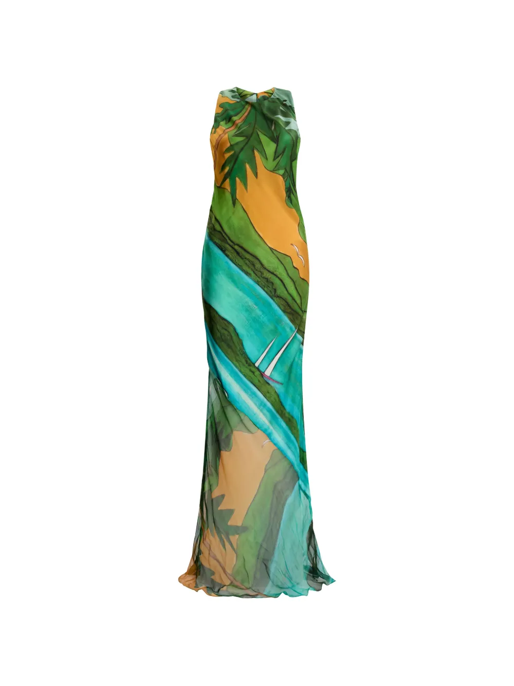 Donde Esteban Halterneck Magdalena Maxi Dress In Green