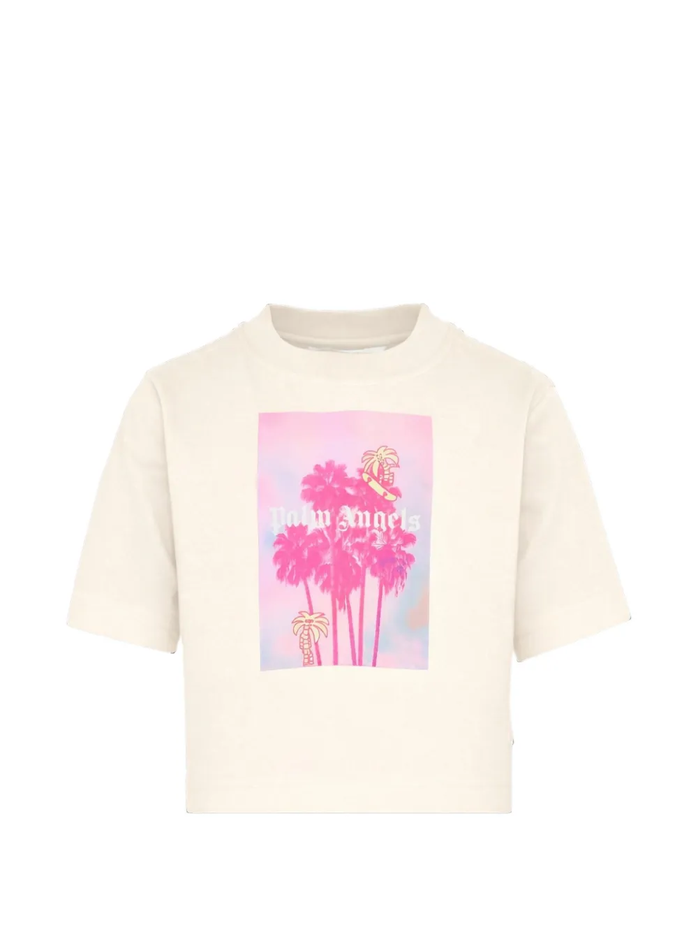 Palm Angels Kids palm tree-print T-shirt - Toni neutri