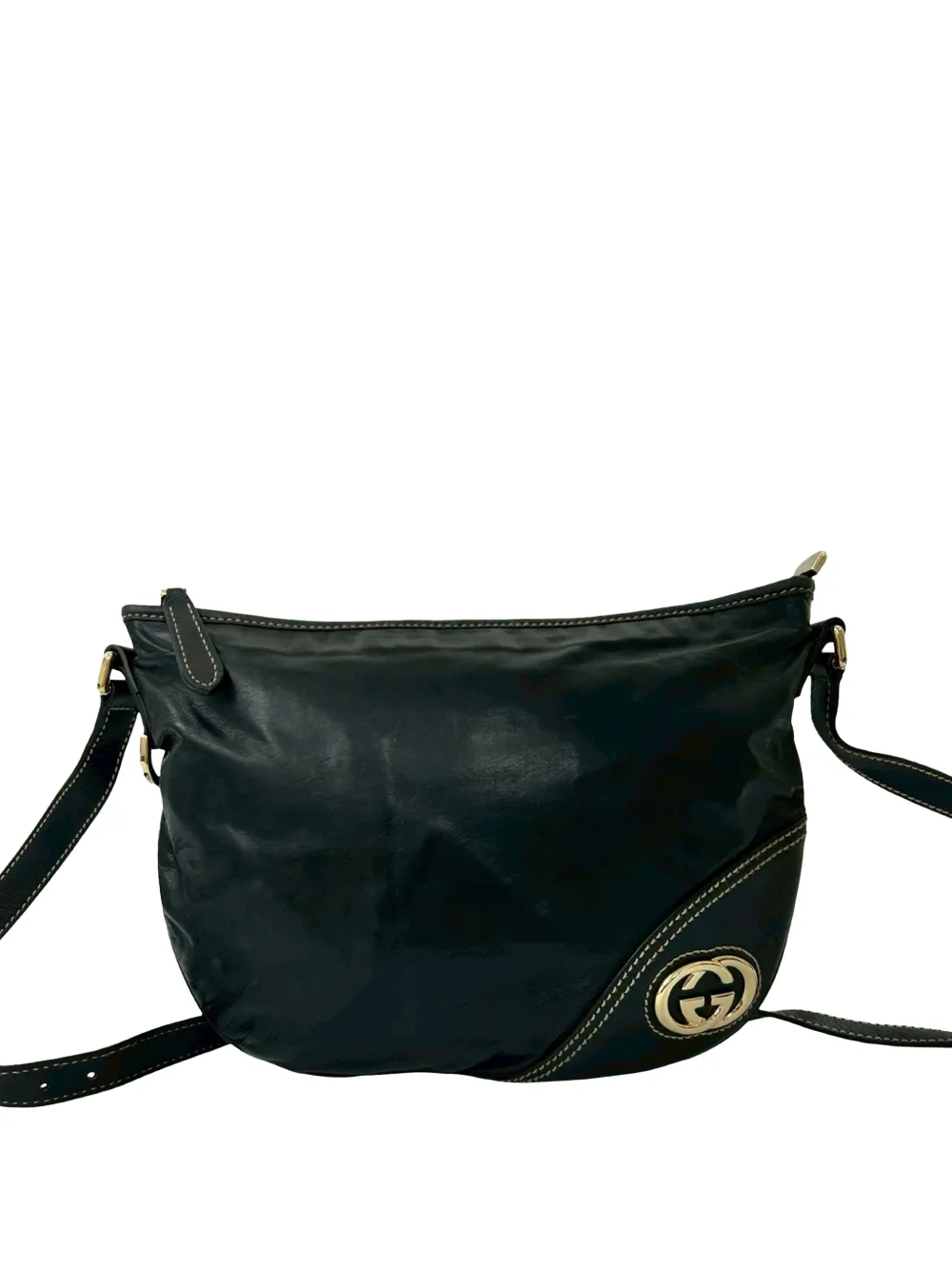 Gucci Pre-Owned 2000-2015 Medium Leather New Britt Half Moon crossbody bag - Nero