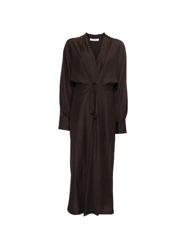dark brown waist tie midi dress Tela Delta Tie-waist Midi Dress