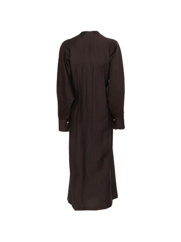 dark brown waist tie midi dress with sleeves Tela Delta Tie-waist Midi Dress