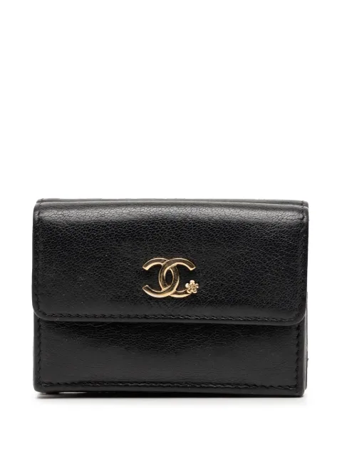 CHANEL Pre-Owned 2018-2019 カーフスキン ココマーク ラッキーフラワー トライフォールドウォレット 財布