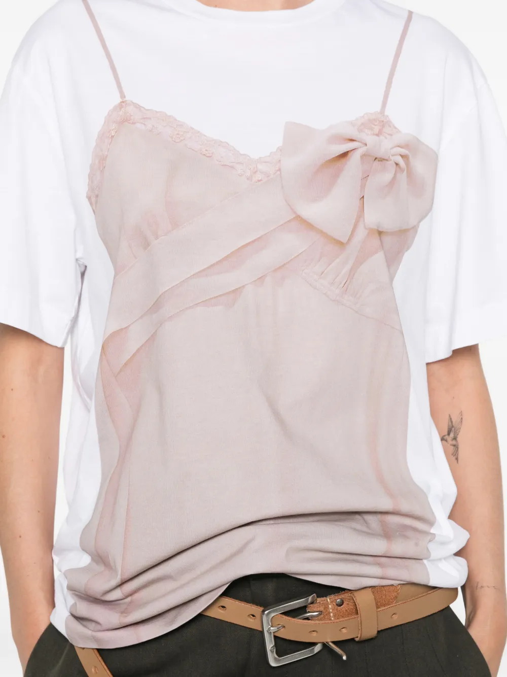 Simone Rocha T-shirt met strik sjerp Wit