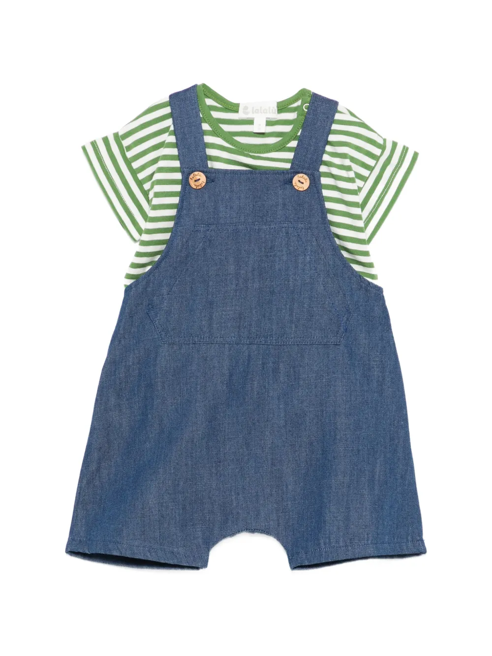 LALALU striped button shorts set - Blu