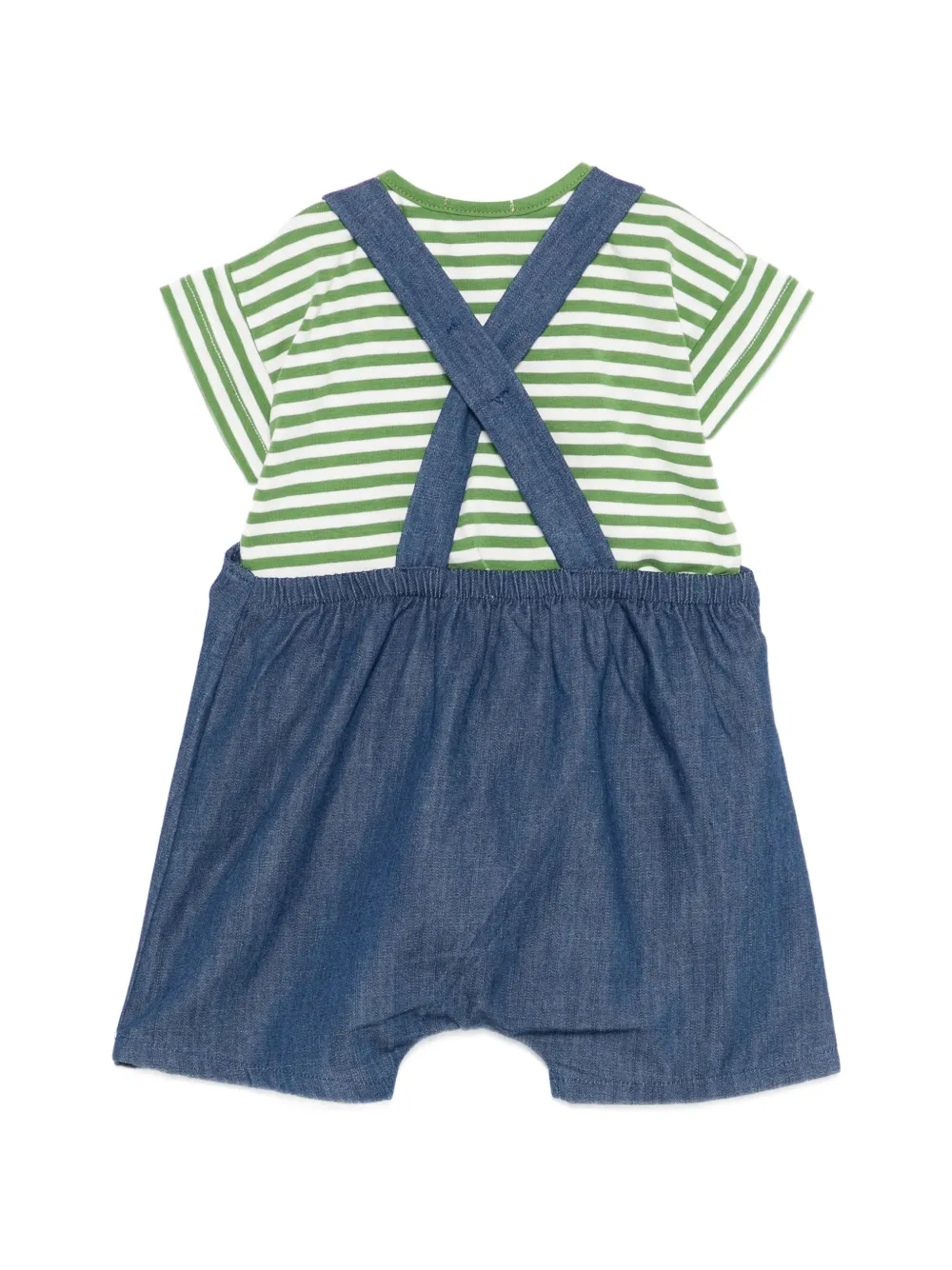  Lalalu Striped Button Shorts Set - Blue 