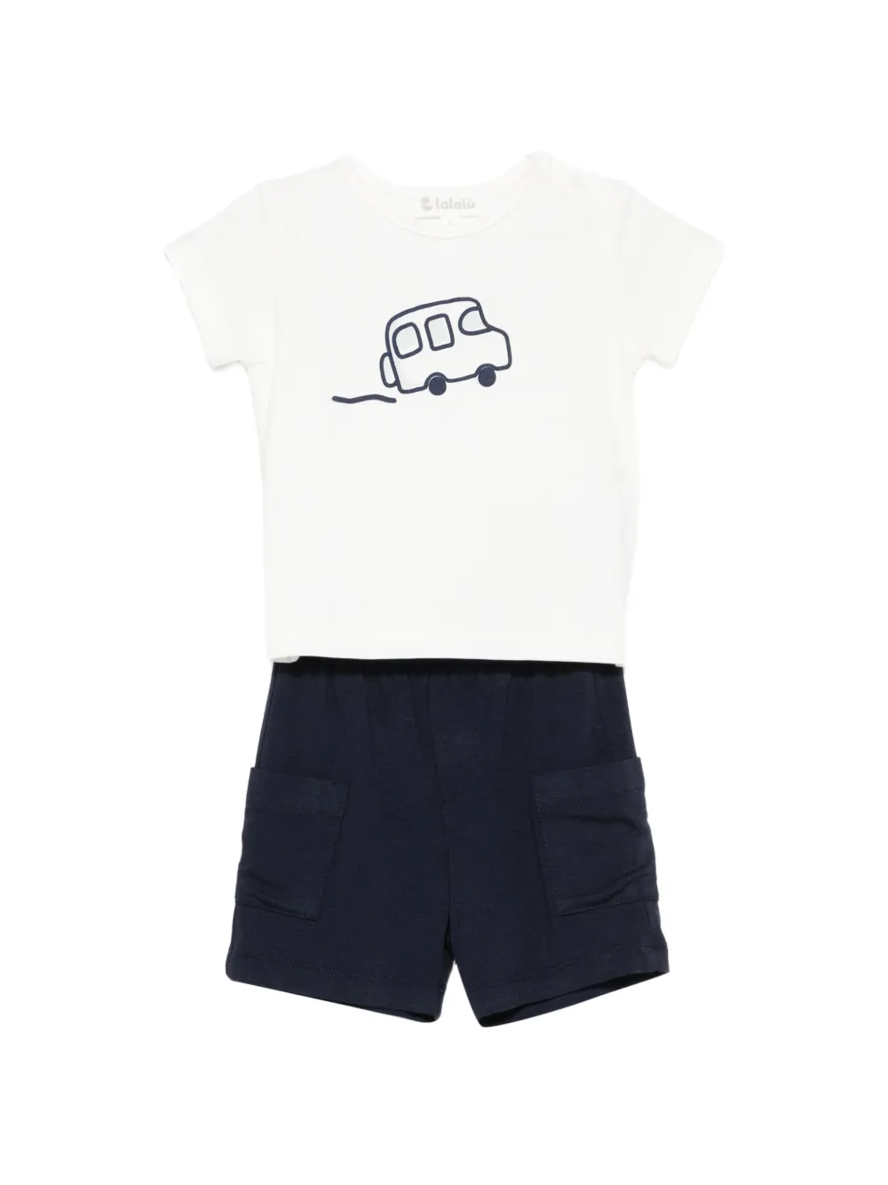 LALALU printed short set - Bianco